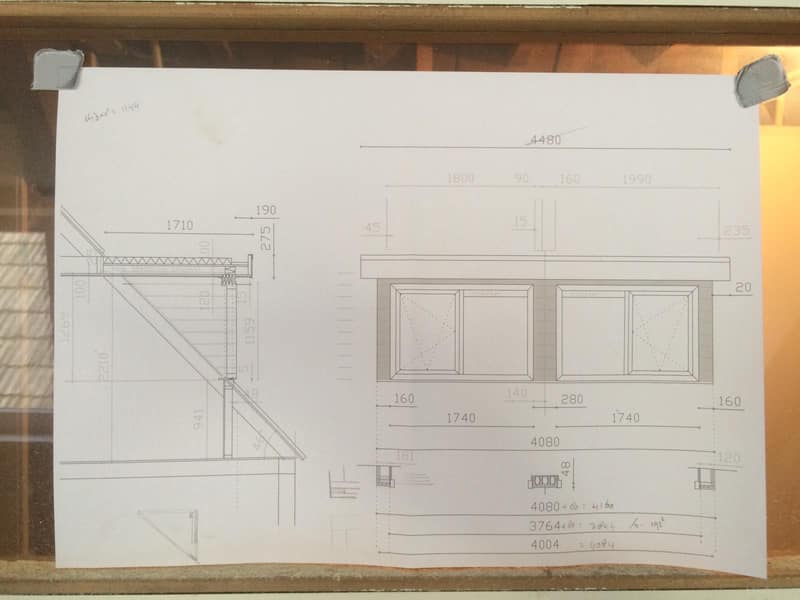 Bouwkundige tekening met technische details